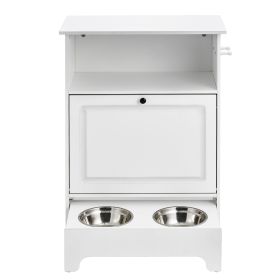 Pet Feeding Station with 2 Stainless Steel Bowls, Elevated Dog Bowls with Storage, Dog Food Storage and Feeder Station with Tilt Out Storage Cabi