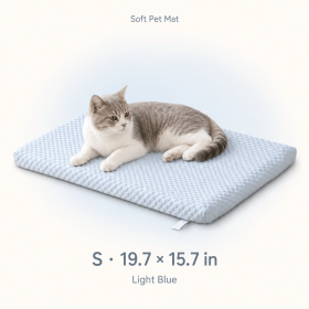 Summer Dog Bed Mat with Removable Machine-Washable Cover, Cushioned Foam Pet Mattress, Non-Slip Crate Kennel Pad for Cats, Small Medium Dogs (Color: Blue, size: S)