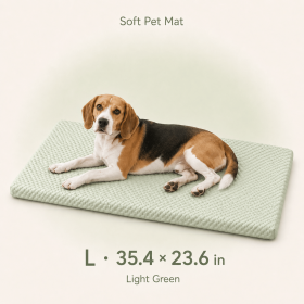 Summer Dog Bed Mat with Removable Machine-Washable Cover, Cushioned Foam Pet Mattress, Non-Slip Crate Kennel Pad for Cats, Small Medium Dogs (Color: Green, size: L)
