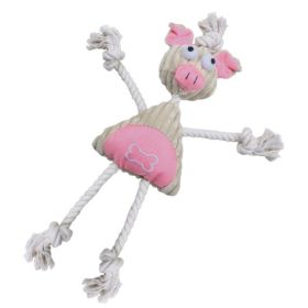 Jute and Rope Plush Pig Manniquen Dog Toy (Option: PINK)