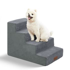 Dog Stairs For High Beds And Sofas - Pet Stairs For Older Dogs And Cats With Removable, Washable Covers And Non-slip Bottoms (Color: Grey, size: 4-Step)