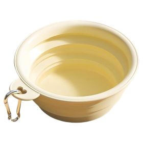 Macaron Color Portable Foldable Travel Bowl for Cats Dogs Lightweight Space-Saving Pet Feeding Drinking Outdoor Use 350ml (Color: Yellow)